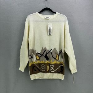 NWT Vintage Personal Womens Cream Aztec Acrylic Pullover Sweater Size Large